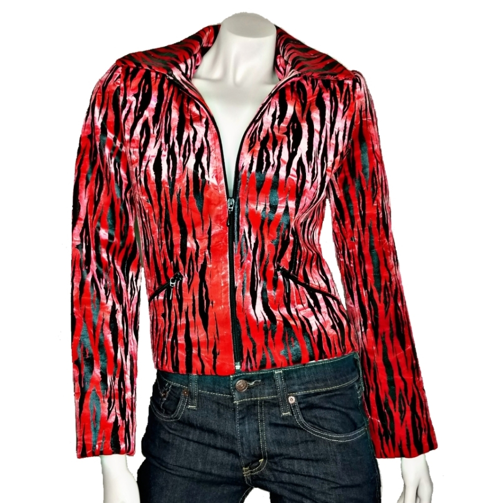 LORIZONI Rock Star Fitted Zebra Stripe Blazer Jacket